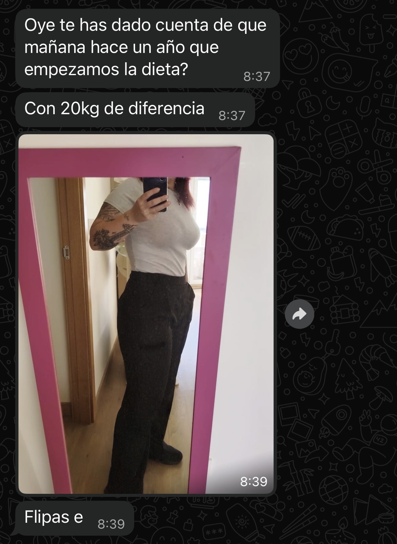 Conversación de WhatsApp con cliente de GrimaldoFit